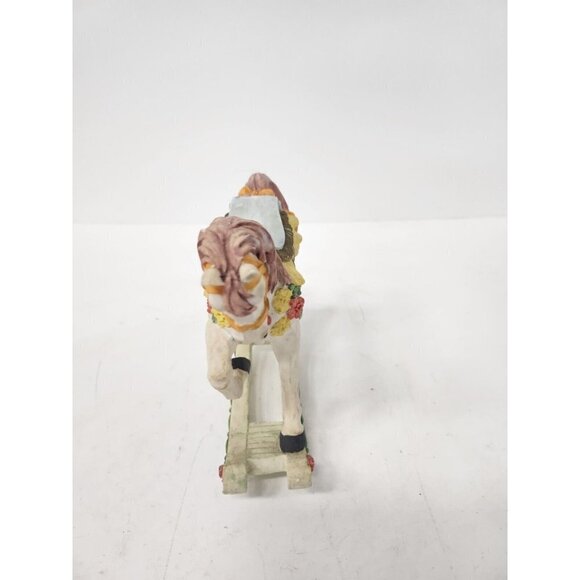 VINTAGE Rocking Horse Figurine With Floral Design Resin Hand Painted Home Decor - Picture 5 of 10